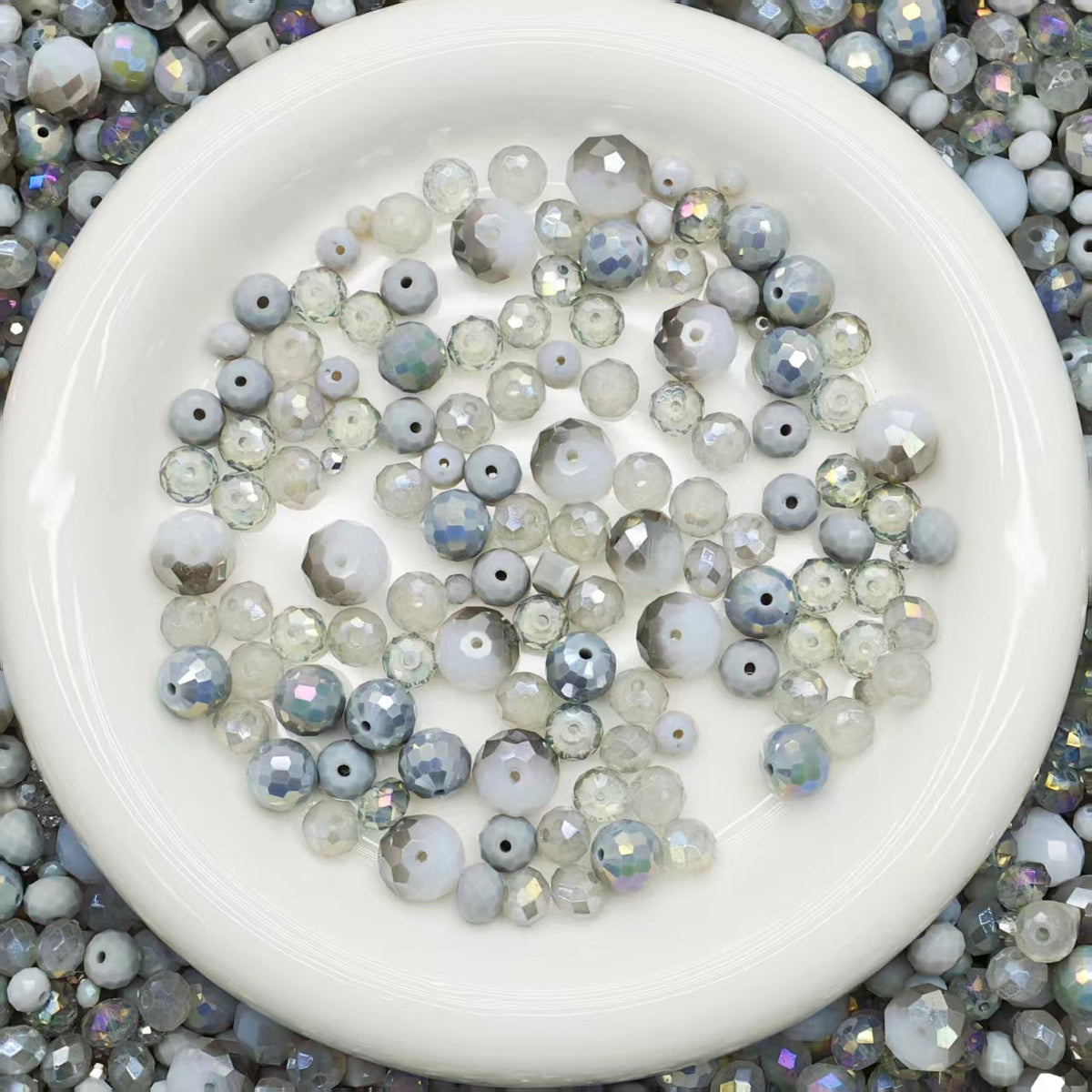 Big sale! Blingbling glass beads -Grey (for keychains, phone chains,bracelet, necklace)