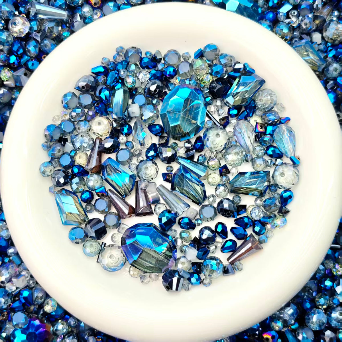 Big sale! Blingbling glass beads - Flash blue (for keychains, phone chains,bracelet, necklace)