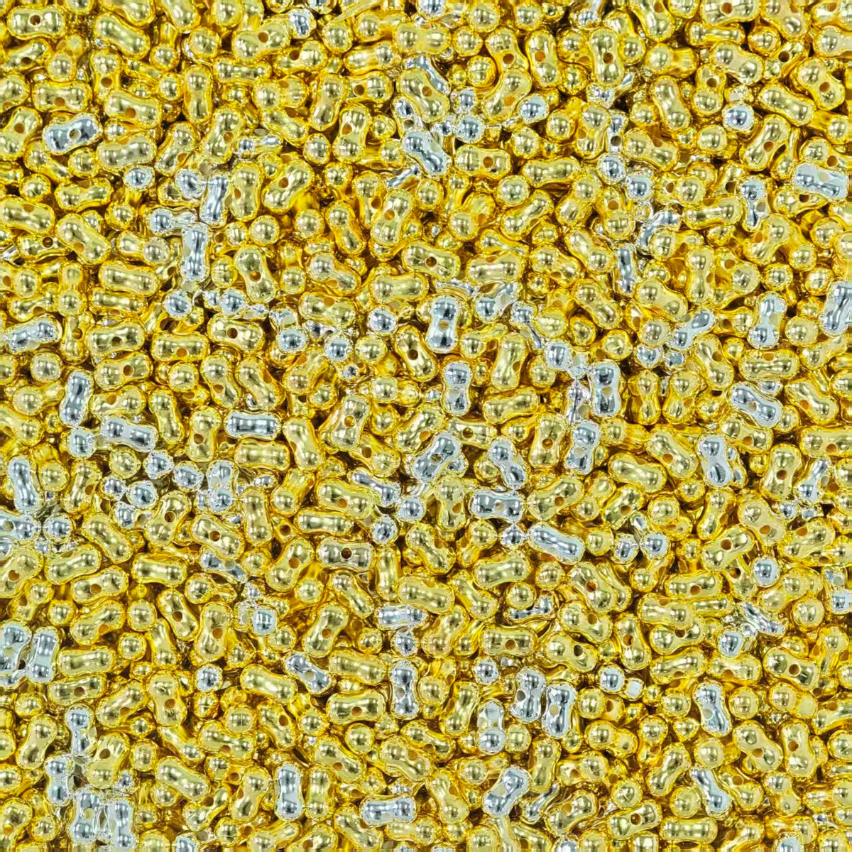 Acrylic beads - Silver gold peanut (for beadable pens, keychains, phone chains)