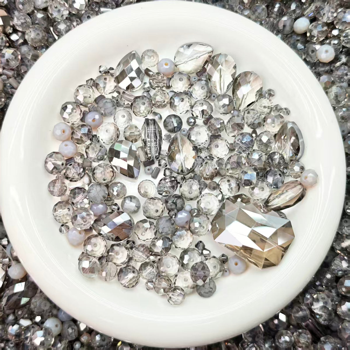 Big sale! Blingbling glass beads - Clear grey (for keychains, phone chains,bracelet, necklace)