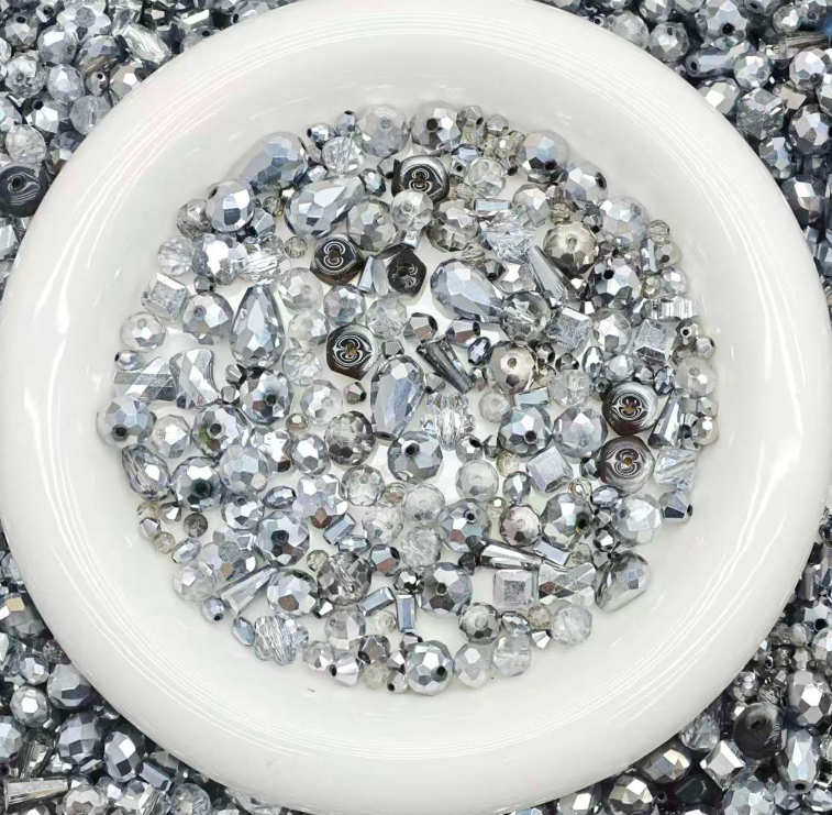 Big sale! Blingbling glass beads - silver mix (for keychains, phone chains,bracelet, necklace)
