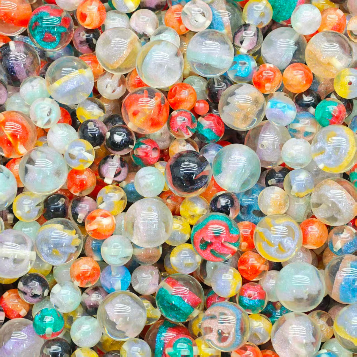 Crazy BOGO! Resin beads - Fire heart (for beadable pens, keychains, phone chains)