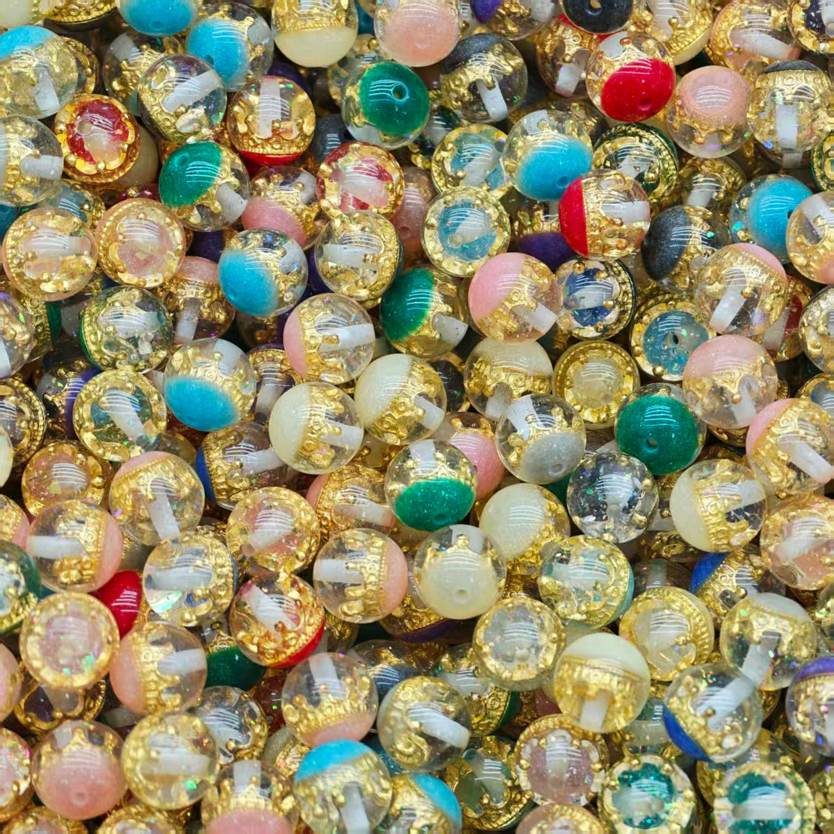Big sale !!Resin beads - crown mix (for beadable pens, keychains, phone chains)