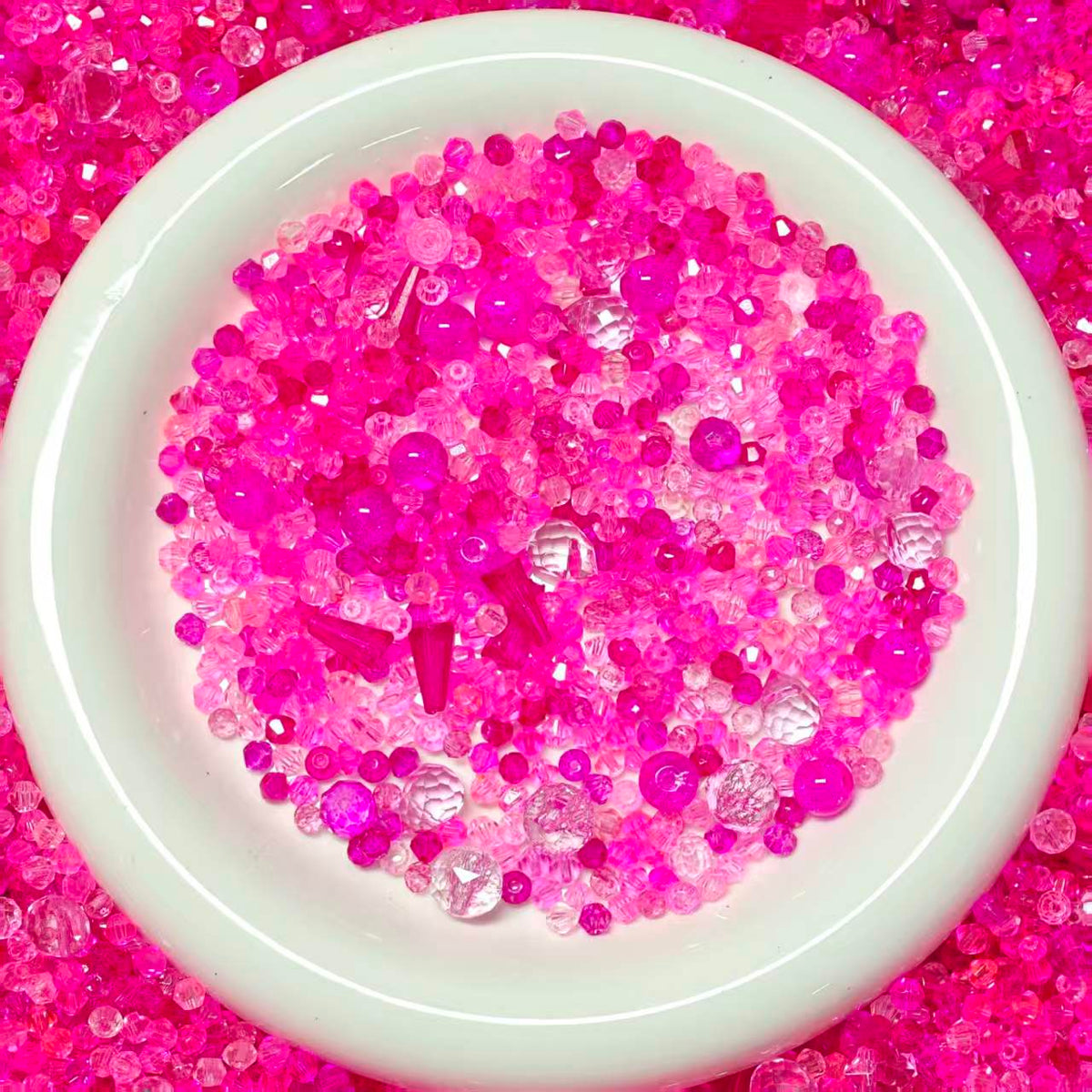 Big sale! Blingbling glass beads - Hot pink(for keychains, phone chains,bracelet, necklace)