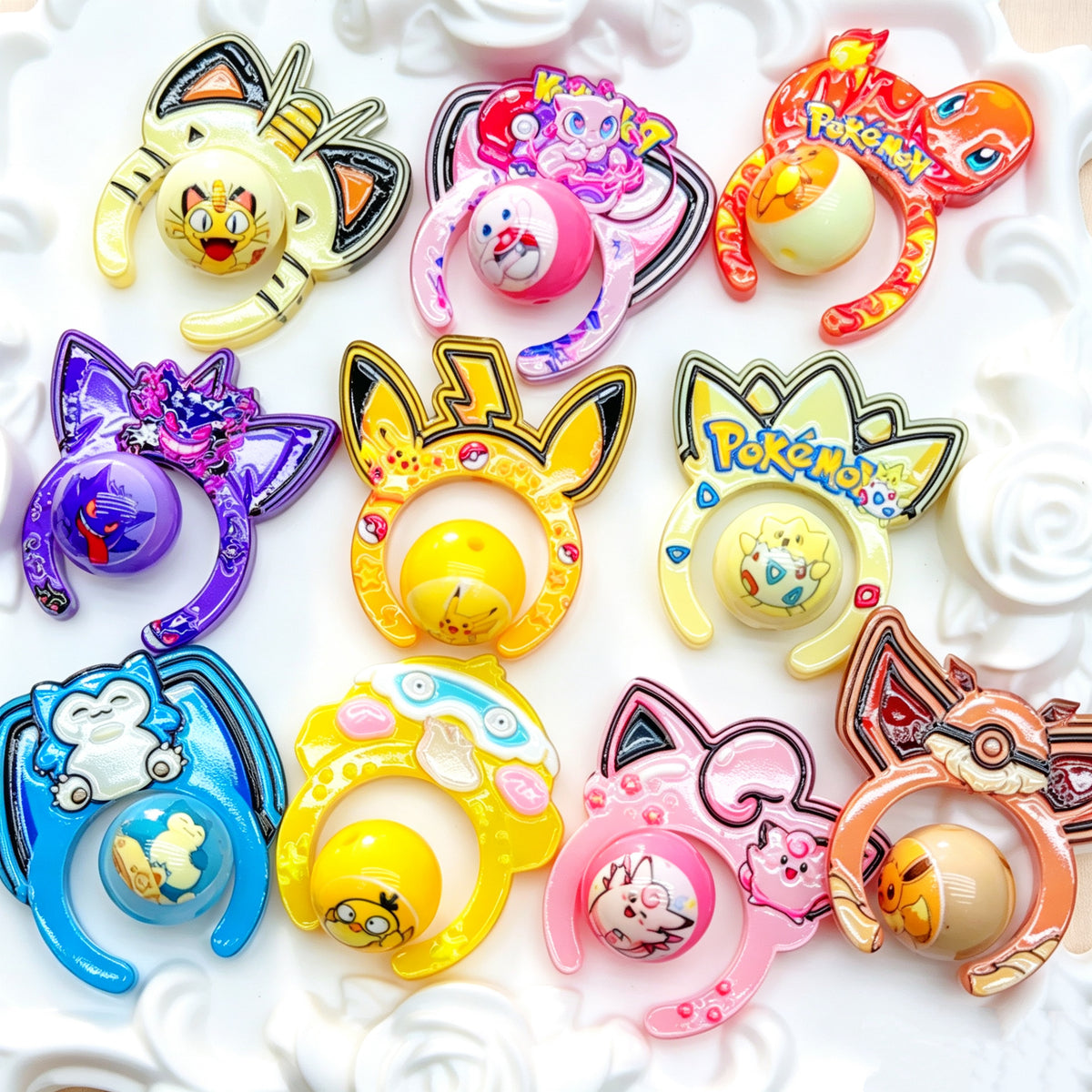 Acrylic beads set /1 bag (10 sets)(for beaded pen, keychains, phone chains, bracelet, necklace)