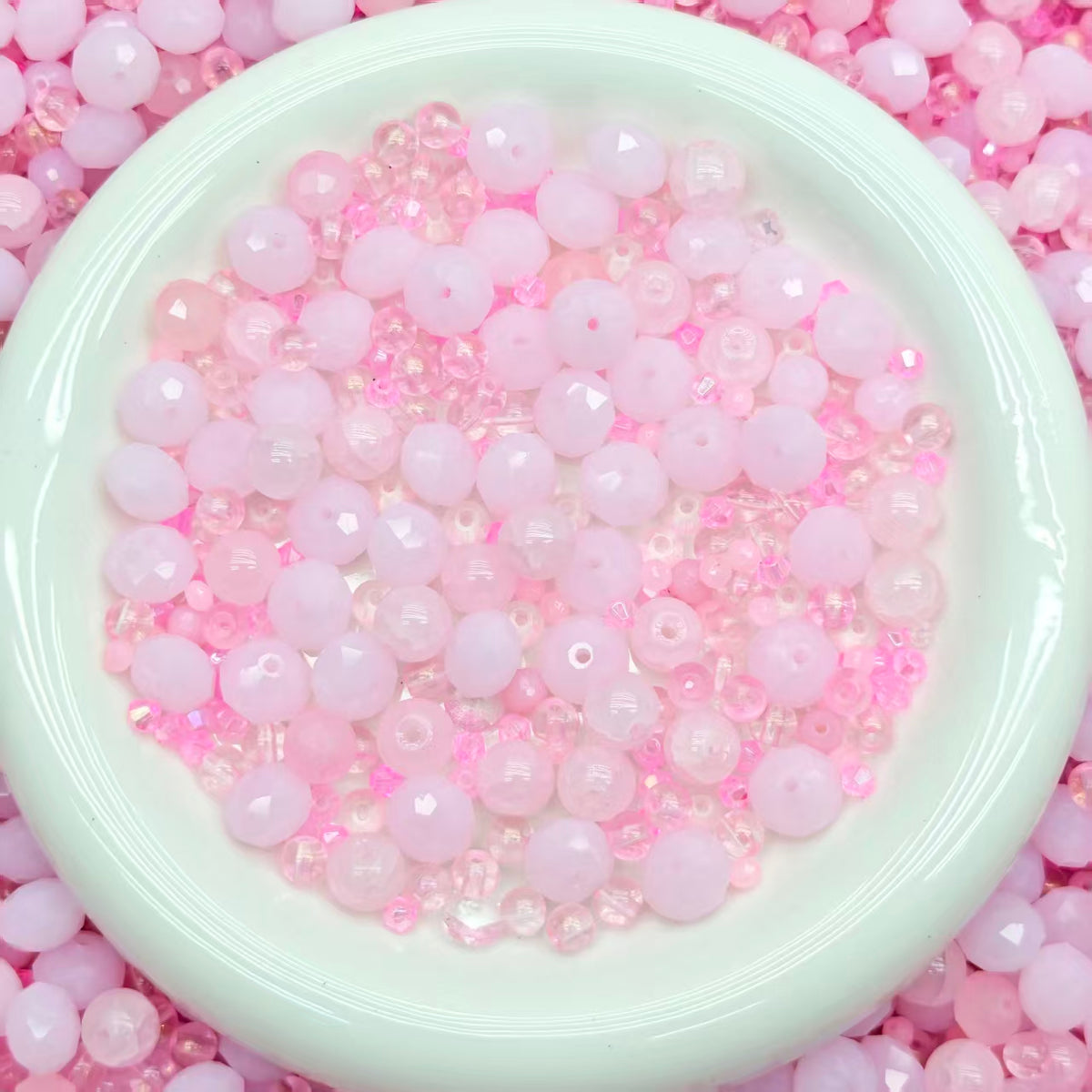 (last 2)Big sale! Blingbling glass beads - Baby pink (for keychains, phone chains,bracelet, necklace)