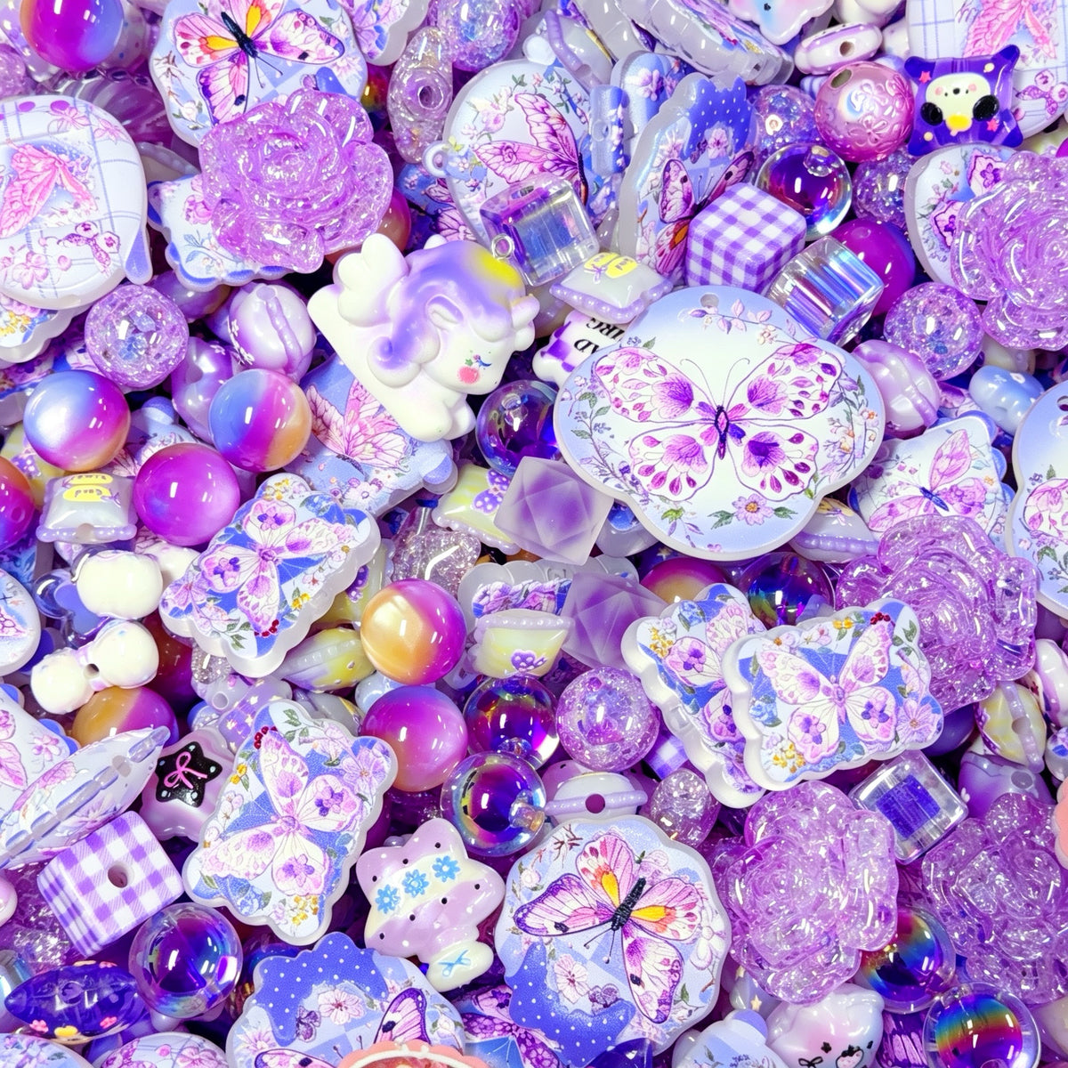 Big sale! Acrylic beads - Purple butterfly (for keychains, phone chains,bracelet, necklace)