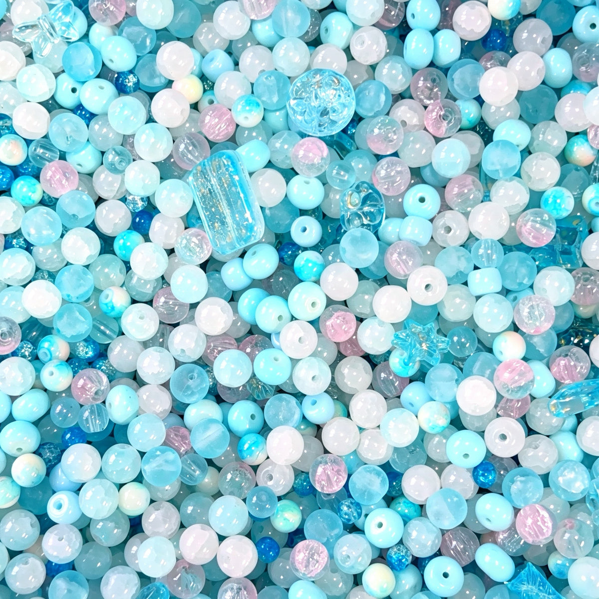 Big sale! Glass beads - Ice Blue (for keychains, phone chains,bracelet, necklace)