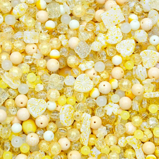 Glass beads- Yellow mix  (for keychains, phone chains,bracelet, necklace)