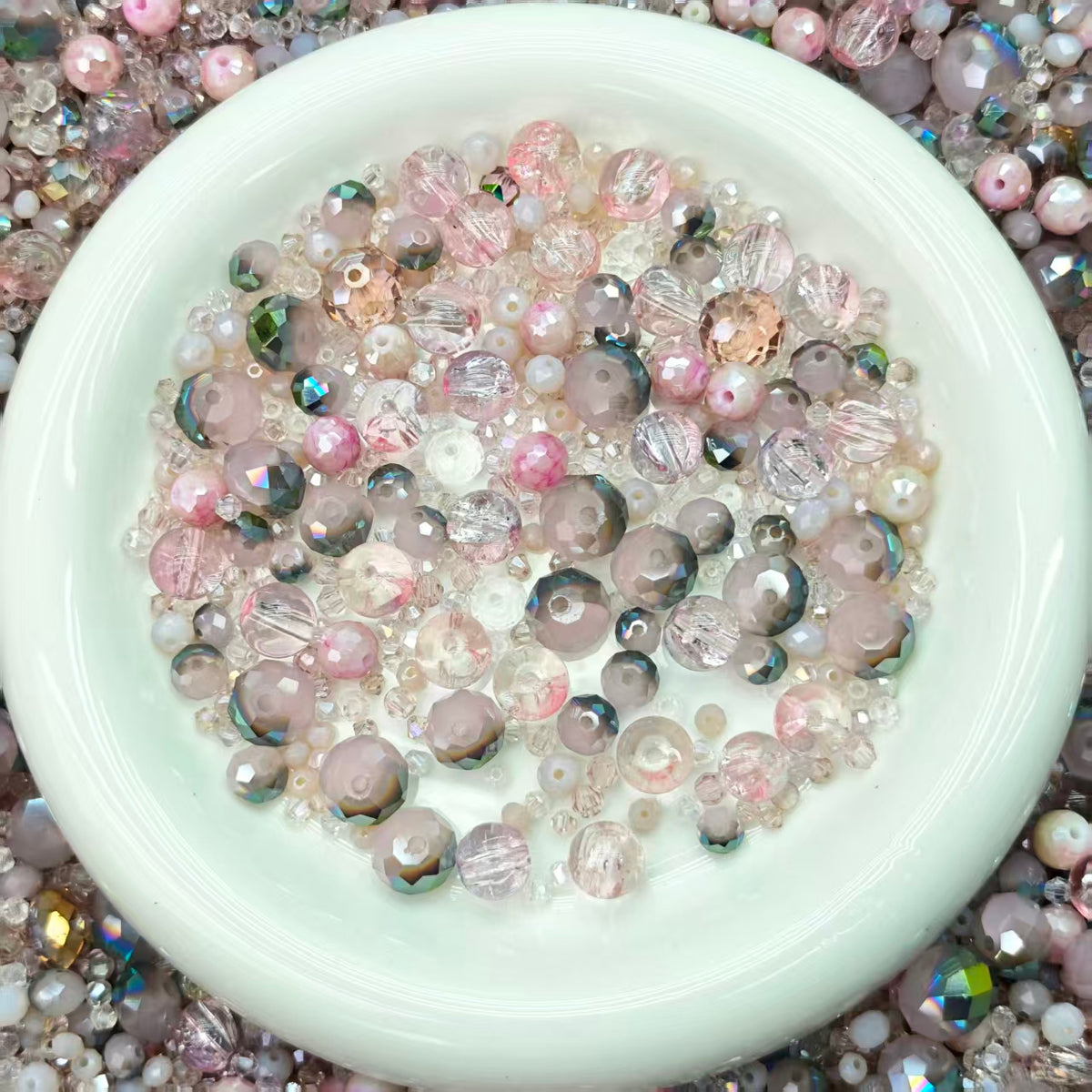 Big sale！ Blingbling glass beads -Pink grey  (for keychains, phone chains,bracelet, necklace）