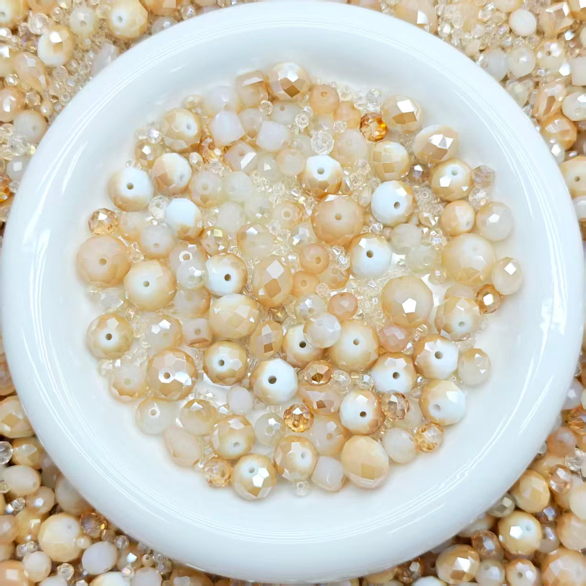 (last 2)Big sale！ Blingbling glass beads -Light brown (for keychains, phone chains,bracelet, necklace）