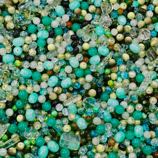 Glass beads- Green forest (for keychains, phone chains,bracelet, necklace)