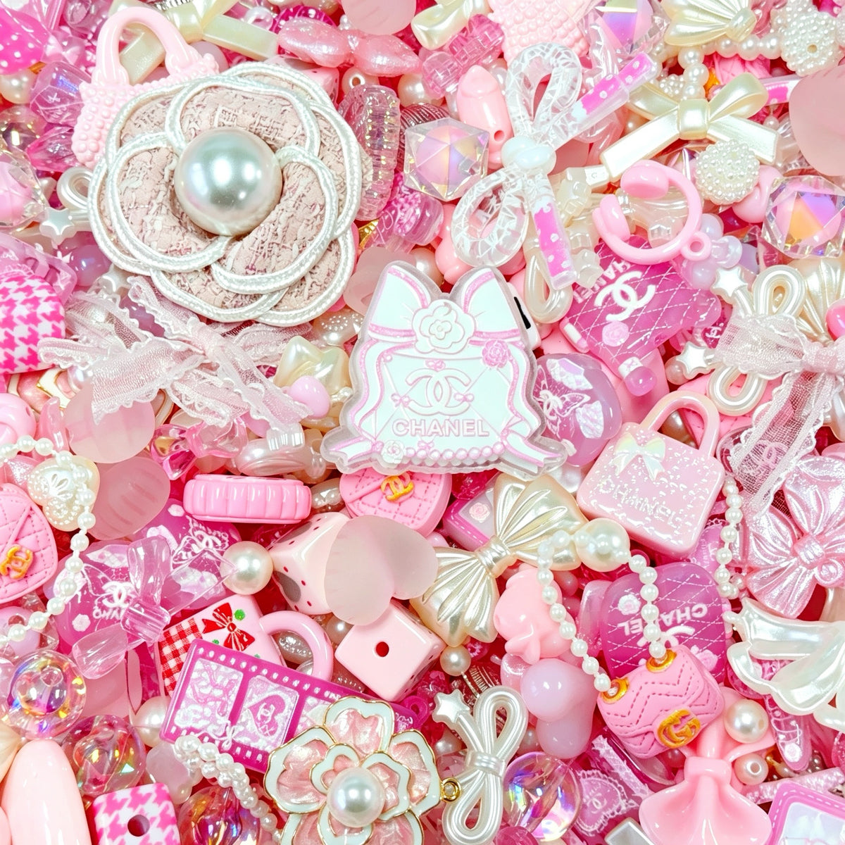 Big sale！ Acrylic beads - Pink CC (for keychains, phone chains,bracelet, necklace)
