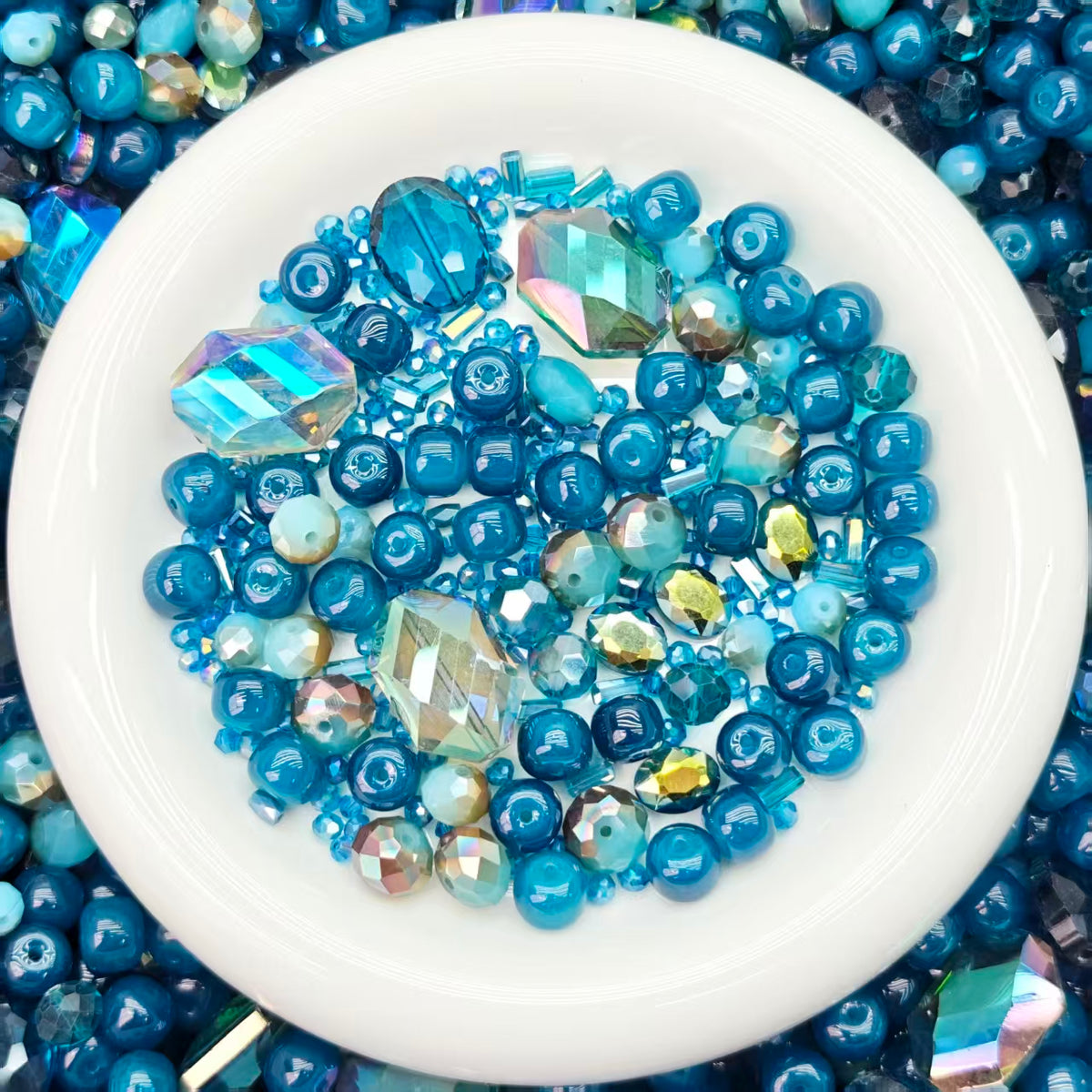 Big sale！ Blingbling glass beads - Ocean blue  (for keychains, phone chains,bracelet, necklace）