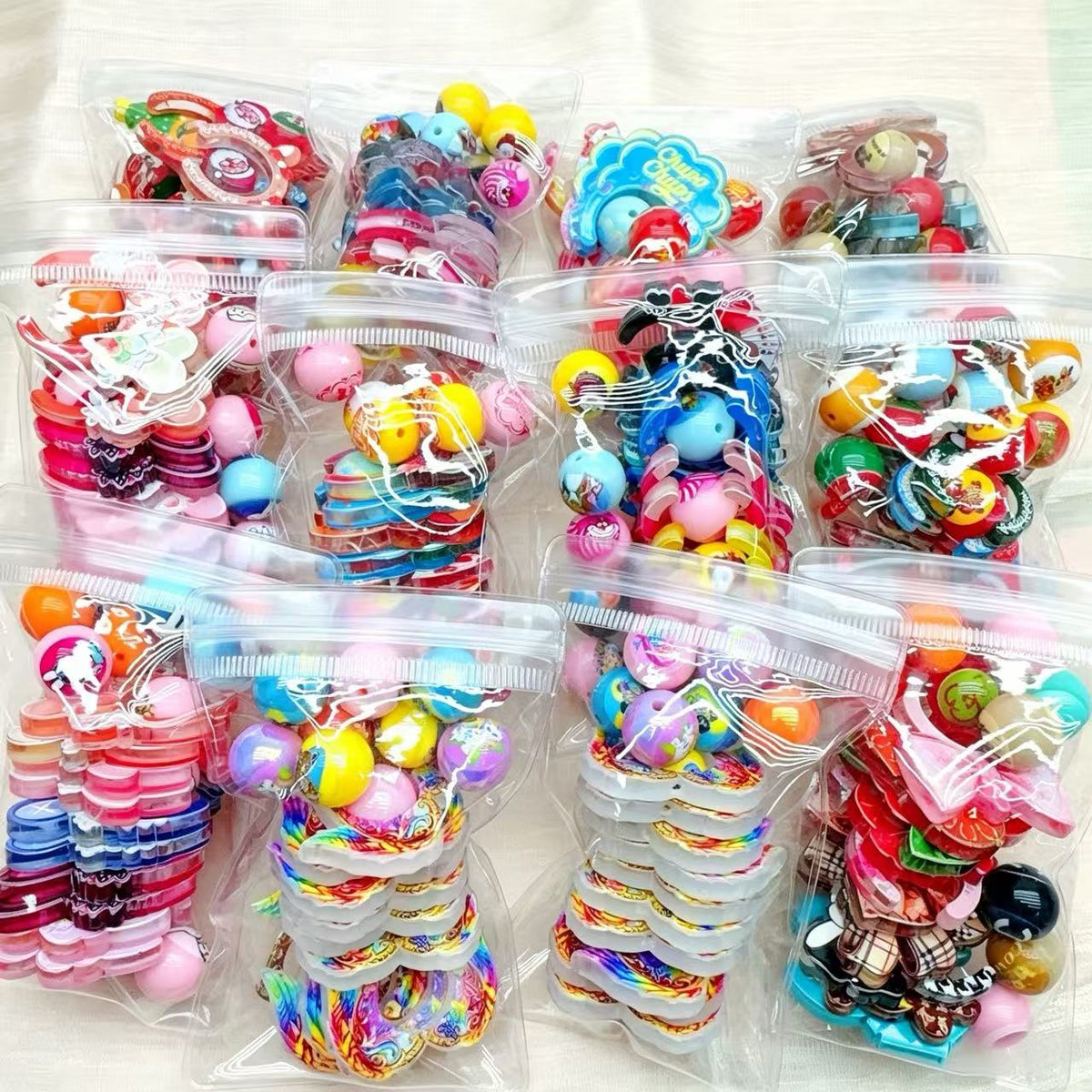 Acrylic beads set /1 bag (10 sets)(for beaded pen, keychains, phone chains, bracelet, necklace)