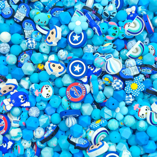 Silicon beads - blue (for beadable pens, keychains, phone chains)