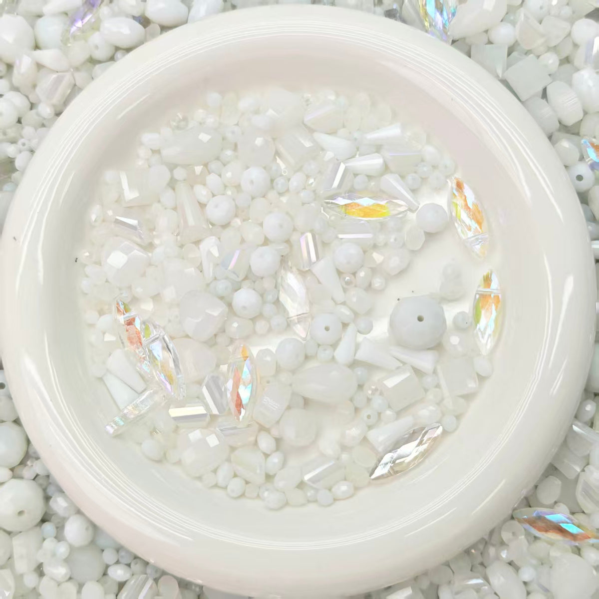Big sale！ Blingbling glass beads - Solid white (for keychains, phone chains,bracelet, necklace）