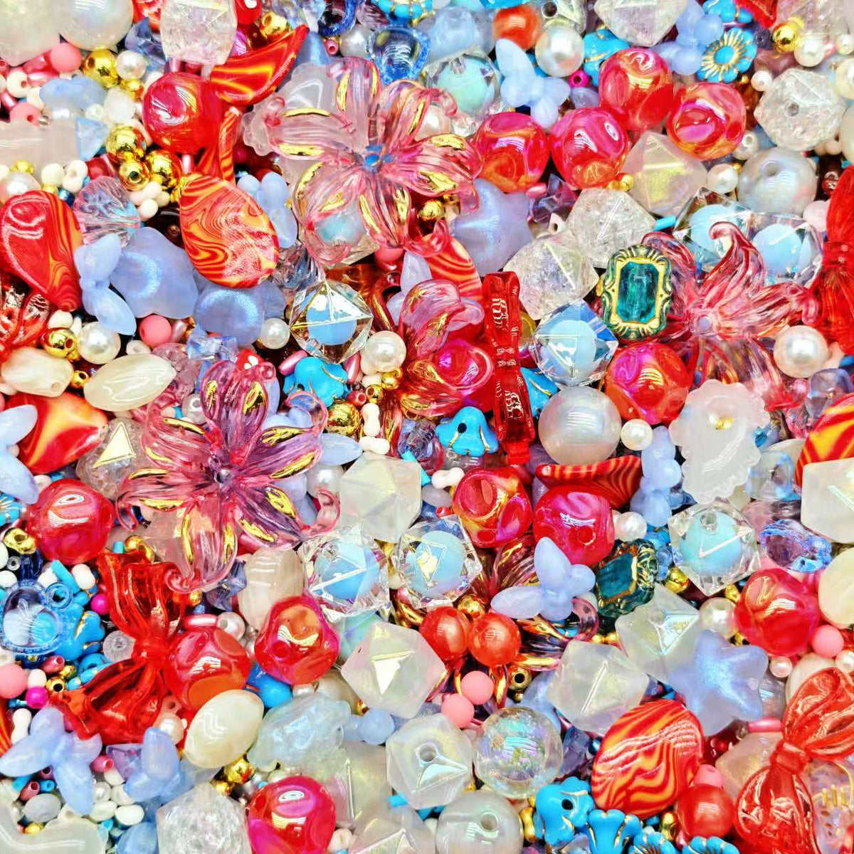Big sale！ Acrylic beads -Red blue(for keychains, phone chains,bracelet, necklace)