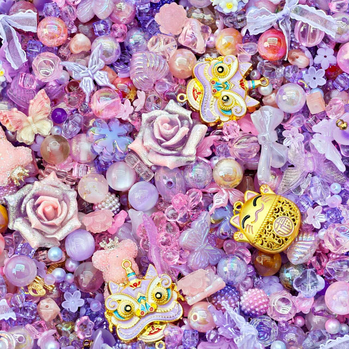 (last 2)Big sale！ Acrylic beads -Pink purple rose(for keychains, phone chains,bracelet, necklace)