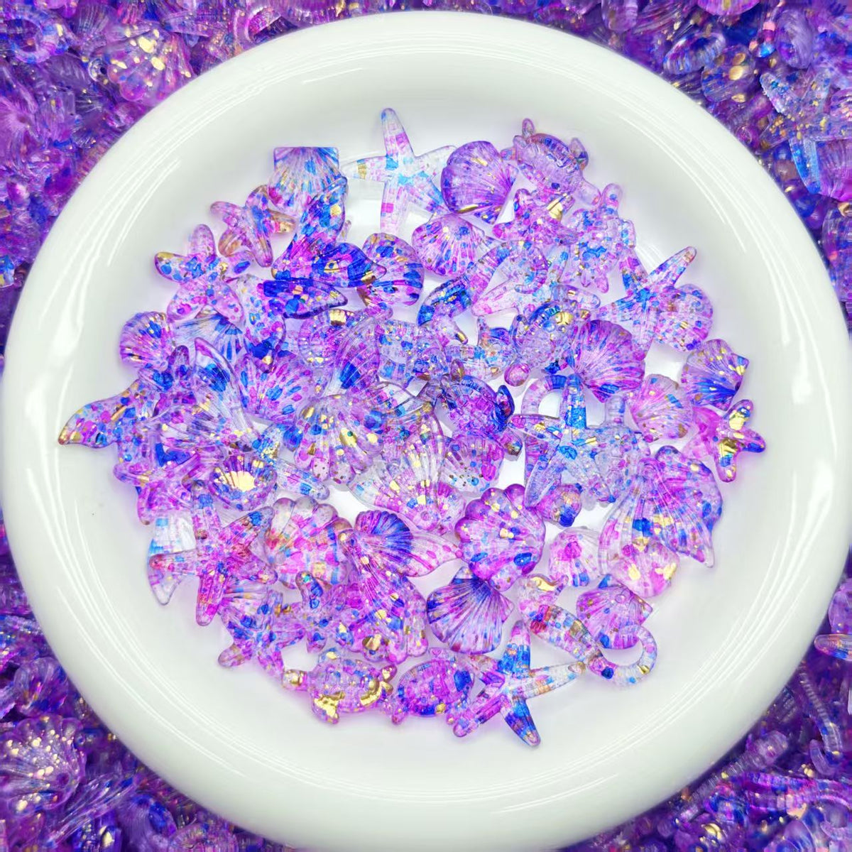 Big sale ! Acrylic charms - Purple ocean (for keychains, phone chains,bracelet, necklace)