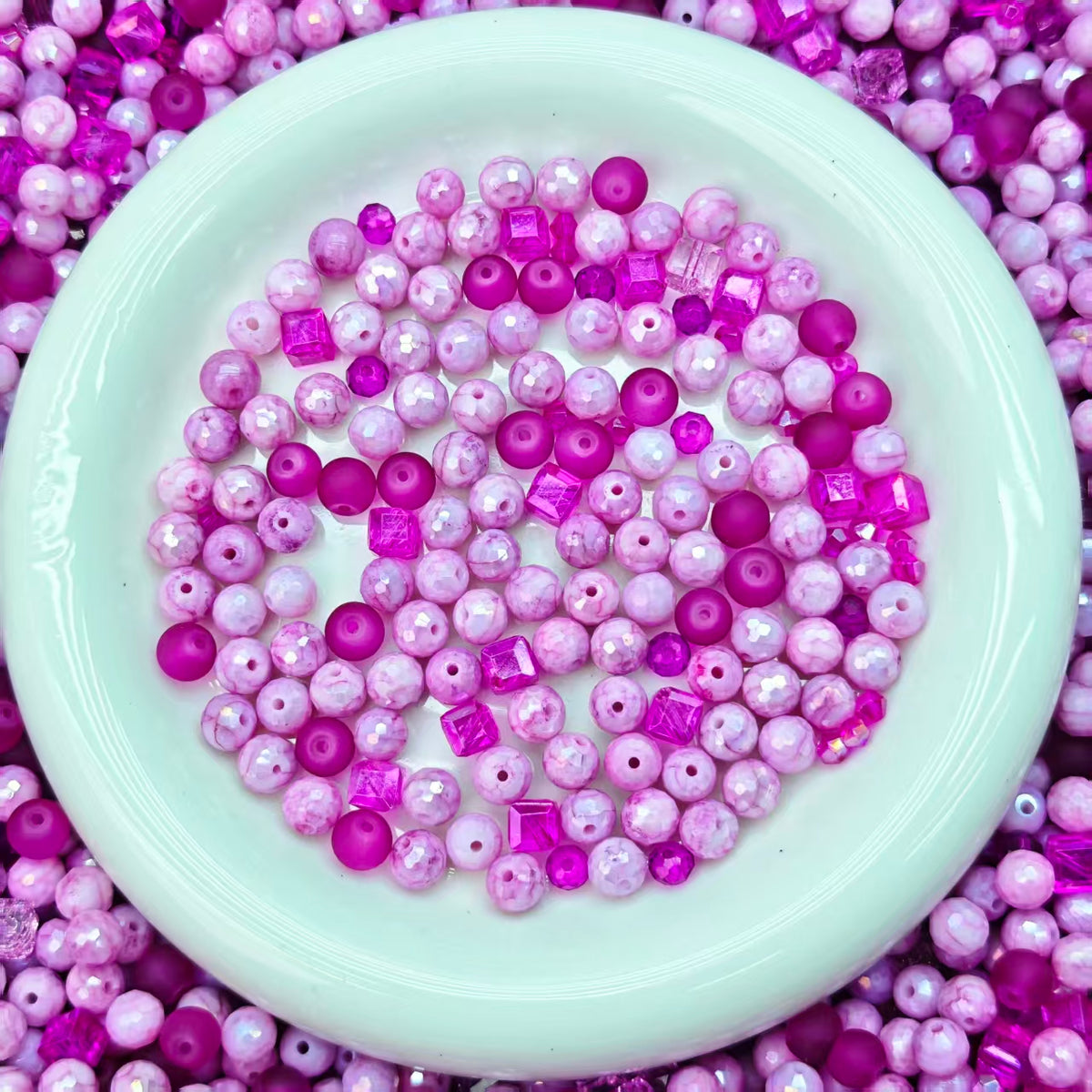 Big sale！ Blingbling glass beads - Hot pink  (for keychains, phone chains,bracelet, necklace）