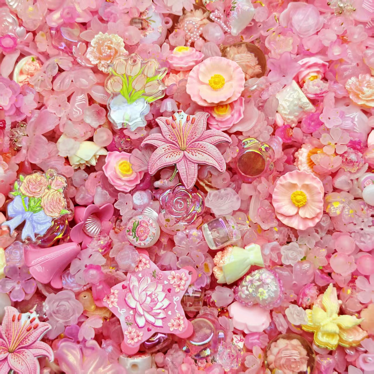 Big sale！ Acrylic beads -Pink flower(for keychains, phone chains,bracelet, necklace)