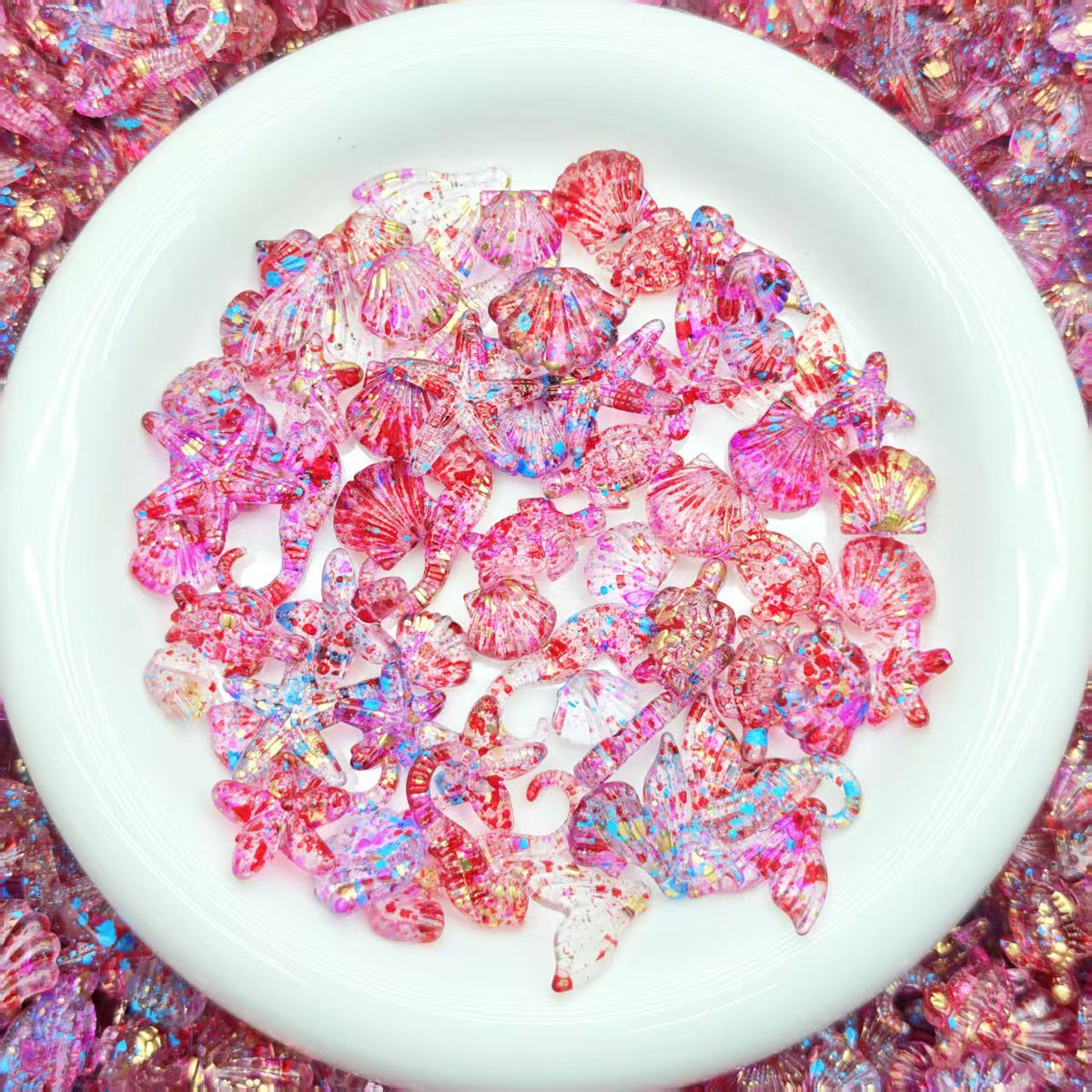 Big sale ! Acrylic charms - Pink ocean (for keychains, phone chains,bracelet, necklace)