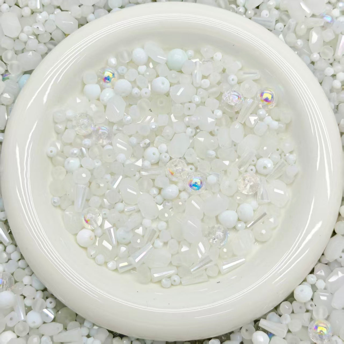 Big sale！ Blingbling glass beads -White (for keychains, phone chains,bracelet, necklace）