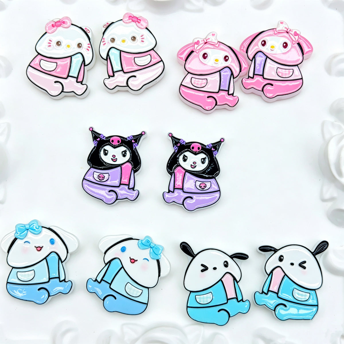 Acrylic Flat beads /1 bag(10pcs)(for beaded pen, keychains, phone chains, bracelet, necklace)