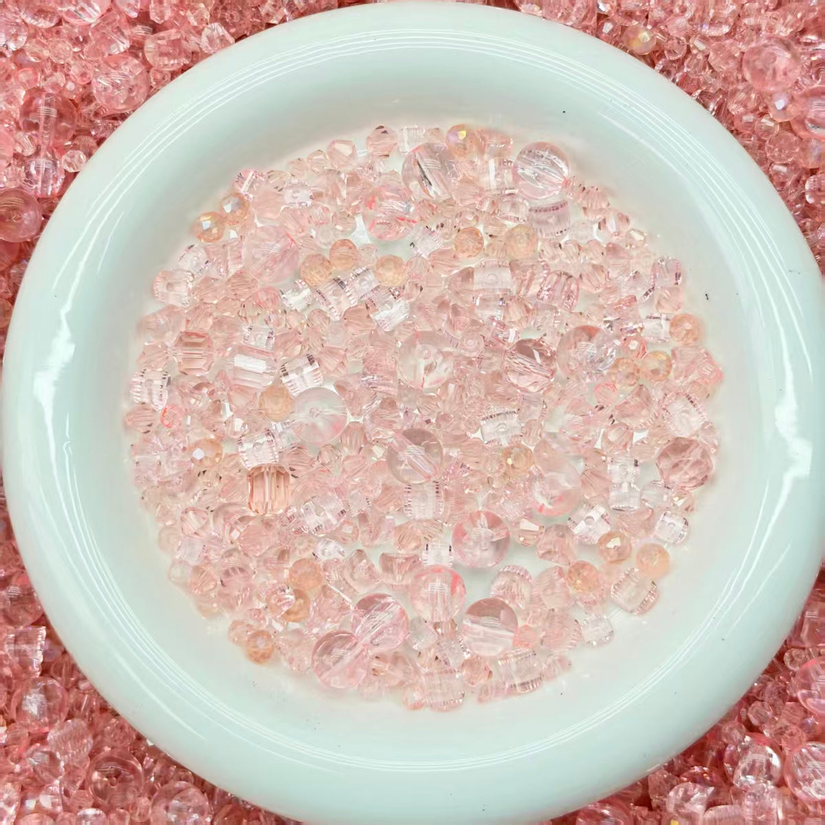 （last 2）Big sale！ Blingbling glass beads - Clear pink (for keychains, phone chains,bracelet, necklace）