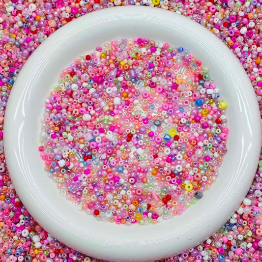 Mini glass beads -Pink (for keychains, phone chains,bracelet, necklace）