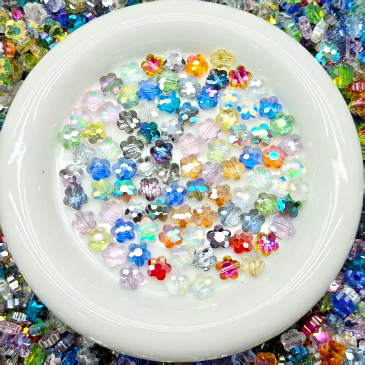 （last 2）High quality Blingbling glass beads -AB faceted flower(for keychains, phone chains,bracelet, necklace）