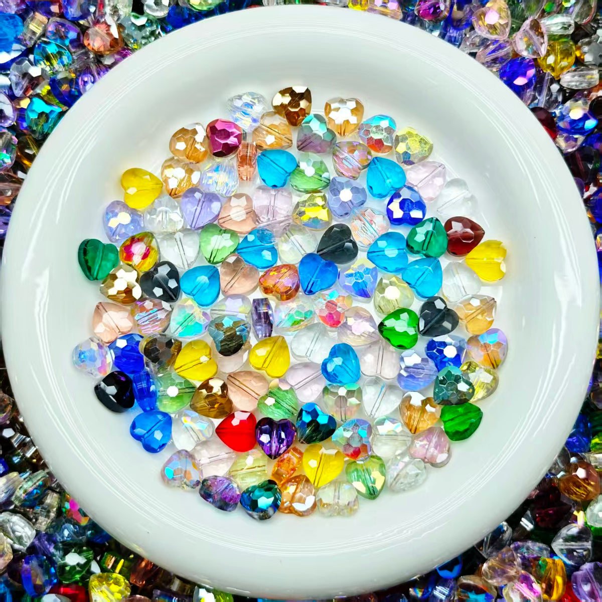 High quality Blingbling glass beads - Aura heart(for keychains, phone chains,bracelet, necklace）