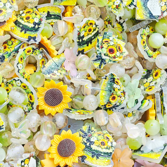 Acrylic beads - Sunflower (for beadable pens, keychains, phone chains)