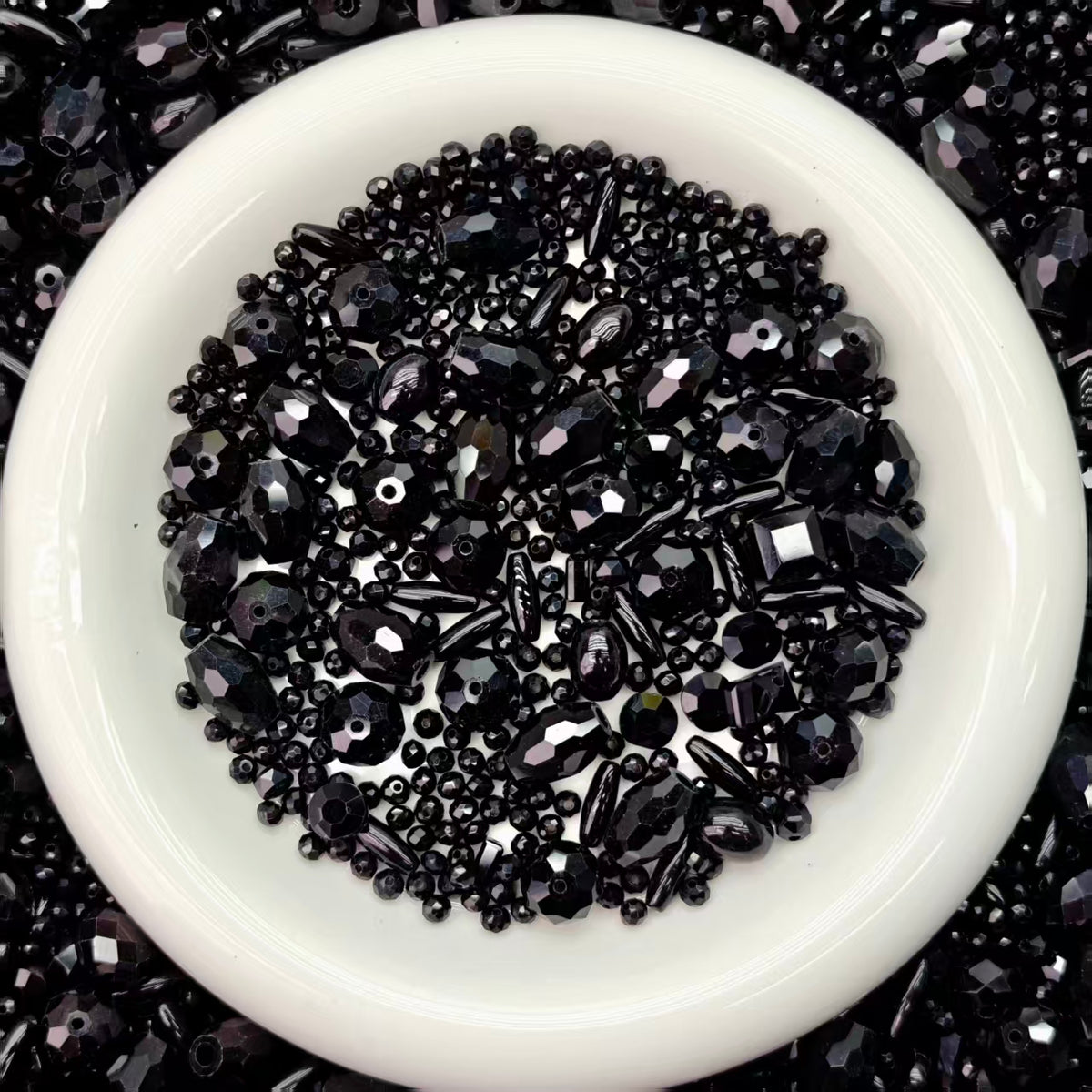 Big sale！ Blingbling glass beads - Black  (for keychains, phone chains,bracelet, necklace）