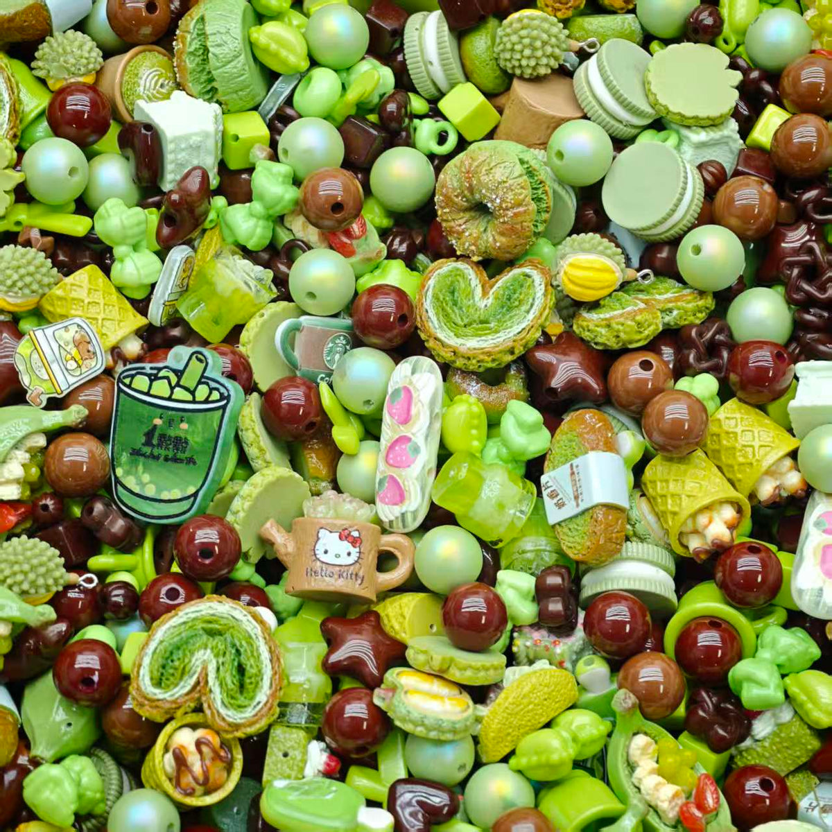 (BOGO)Acrylic Beads - Matcha chocolate (for beaded pen, keychains, phone chains)