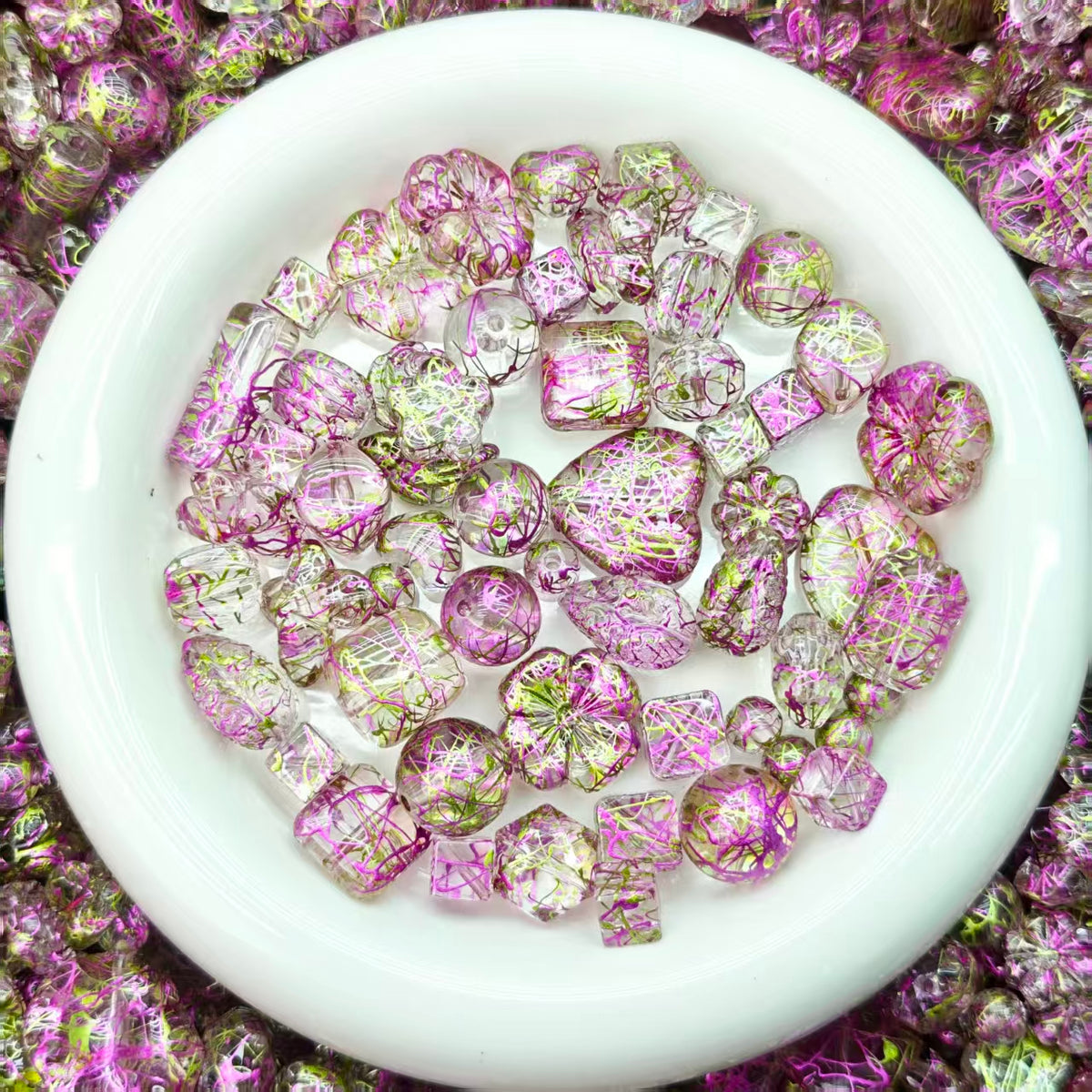 Big sale！ Acrylic beads -Purple garden (for keychains, phone chains,bracelet, necklace）