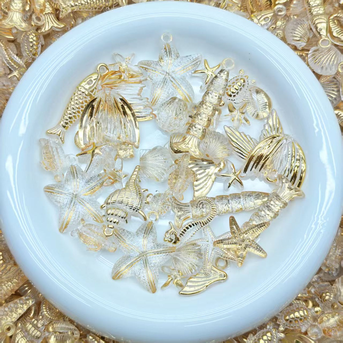 Big sale ! Acrylic charms - gold mix (for keychains, phone chains,bracelet, necklace)