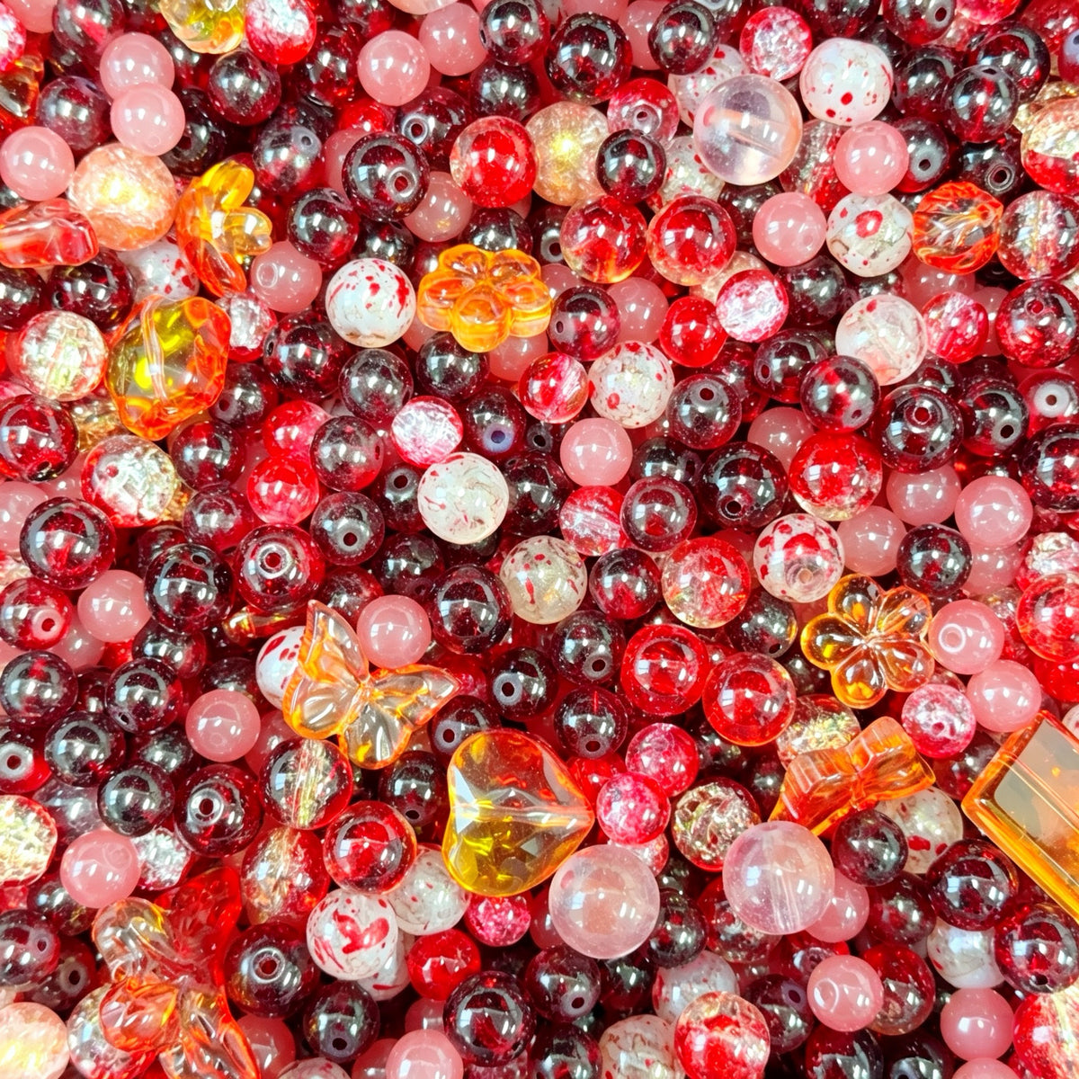 Big sale! Glass beads - Red Amber (for keychains, phone chains,bracelet, necklace)
