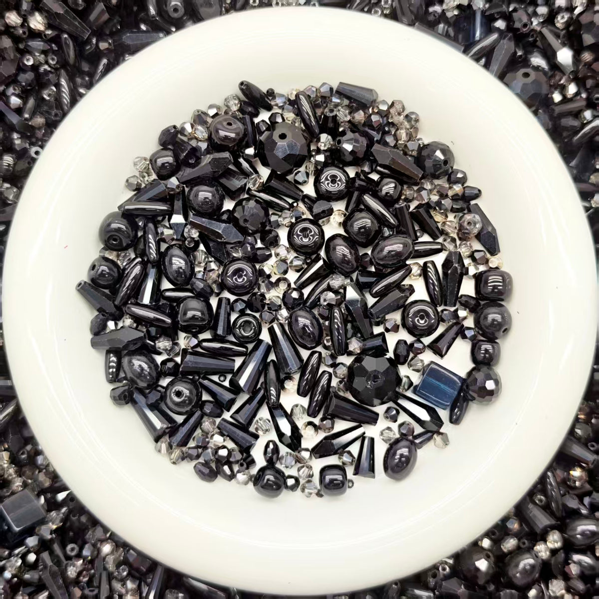 Big sale！ Blingbling glass beads -Black black(for keychains, phone chains,bracelet, necklace）
