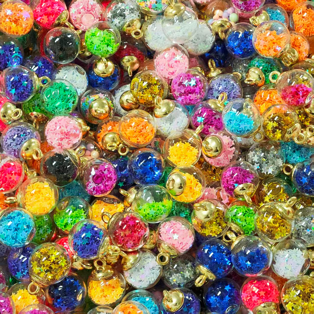Glass charm - Glitter ball (for keychains, phone chains,bracelet, necklace)