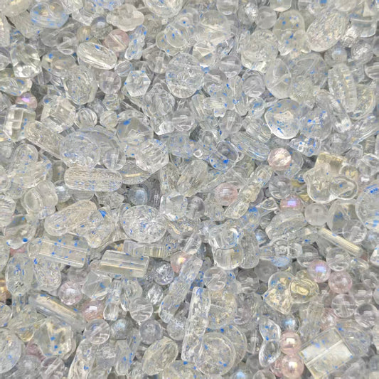 Glass beads- Clear blue spotted (for keychains, phone chains,bracelet, necklace)