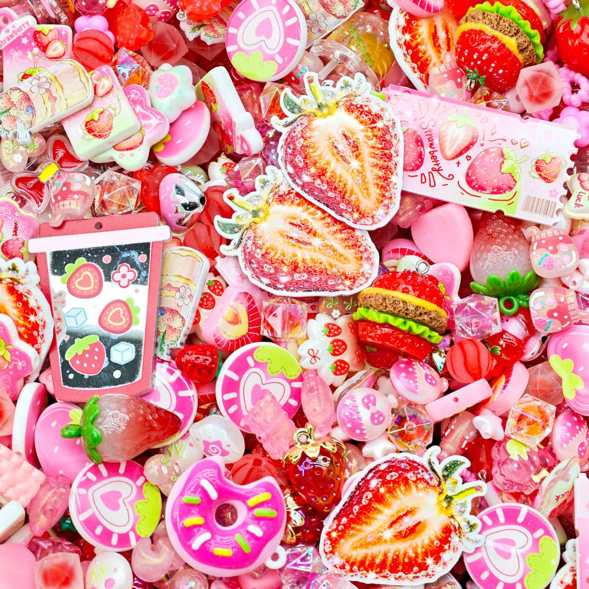 (last 1)Big sale！ Acrylic beads -Strawberry cake(for keychains, phone chains,bracelet, necklace)
