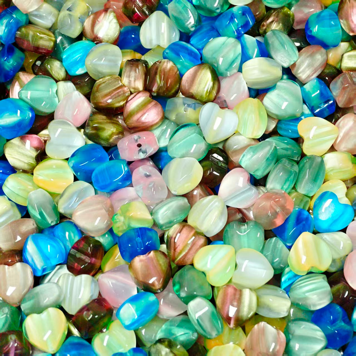 Resin beads - Heart Cat Eye  (for beadable pens, keychains, phone chains)