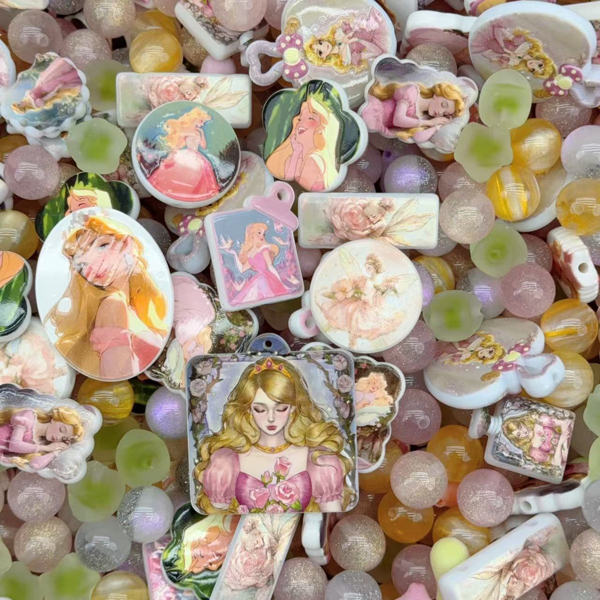 Acrylic Beads - Sleeping Beauty(for beaded pen, keychains, phone chains)