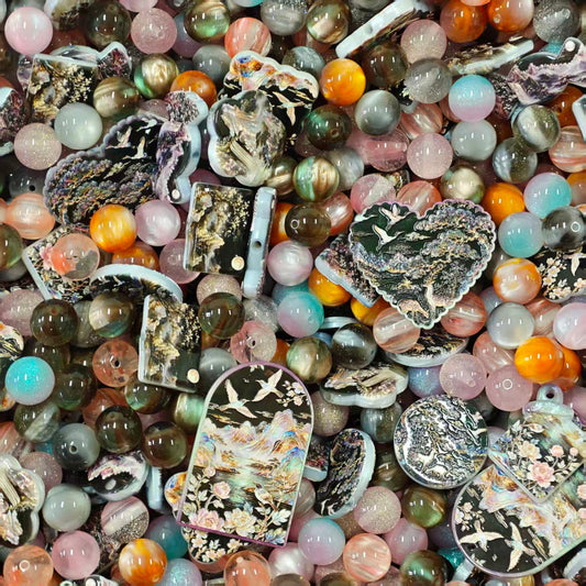 Acrylic beads - Black paradise (for beadable pens, keychains, phone chains)