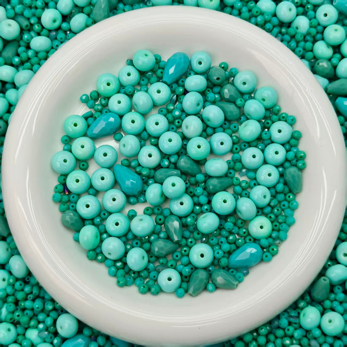 Big sale！ Blingbling glass beads - turquoise green (for keychains, phone chains,bracelet, necklace）