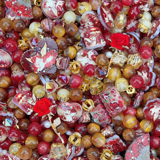 Acrylic Beads -Red gold kitty(for beaded pen, keychains, phone chains)