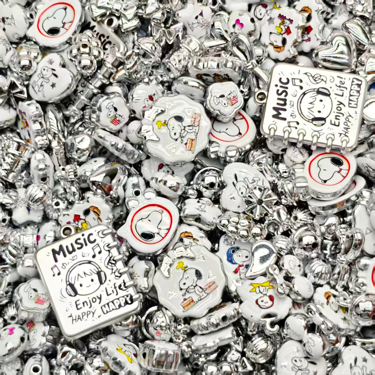 Big sale！ Acrylic beads -Silver snobby (for keychains, phone chains,bracelet, necklace)