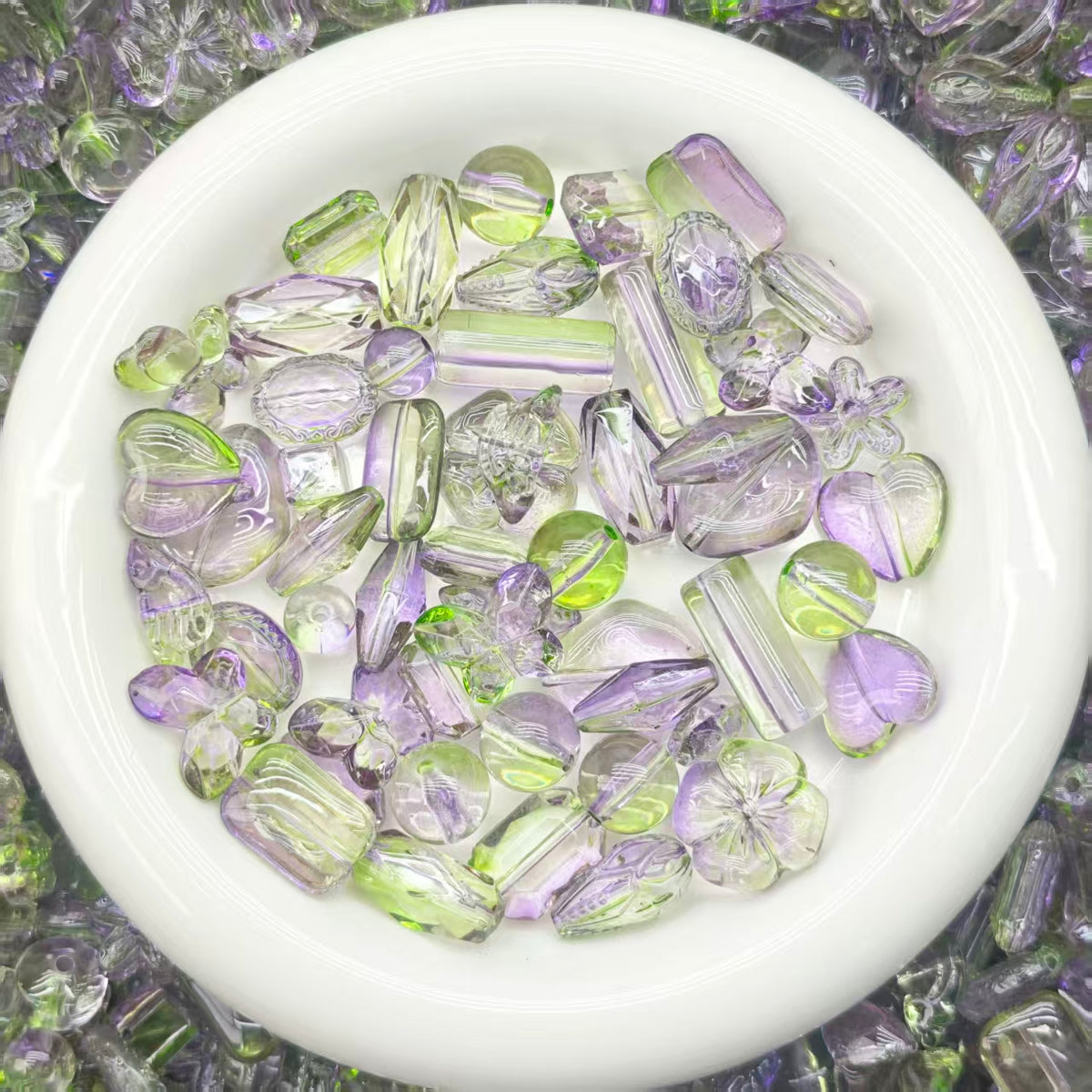 Big sale！ Acrylic beads -Purple green (for keychains, phone chains,bracelet, necklace)